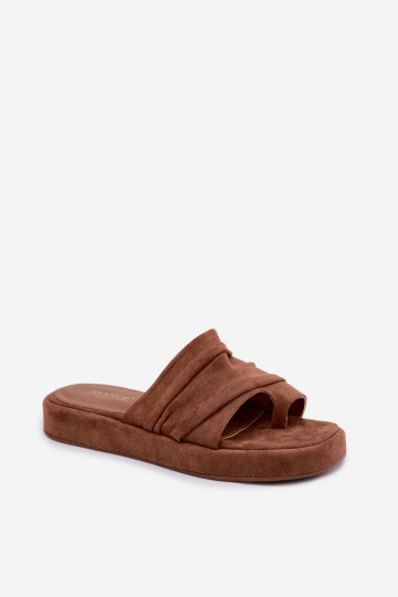 Bruine dames slippers met ruches Gelmira 2