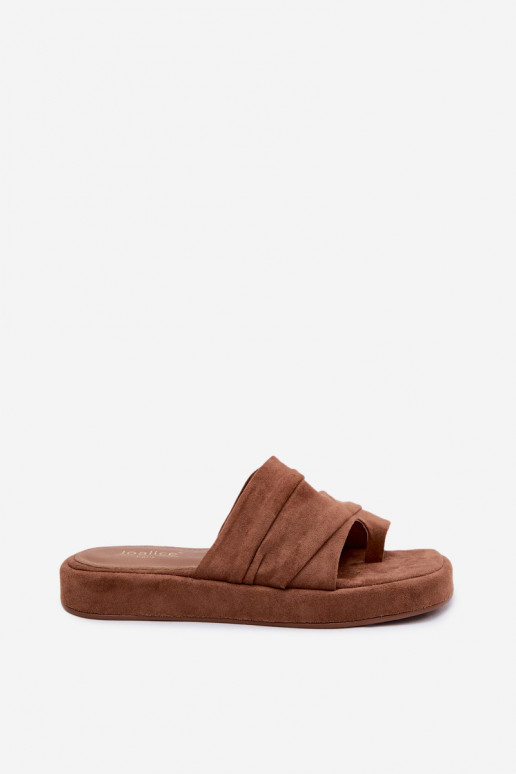 Bruine dames slippers met ruches Gelmira