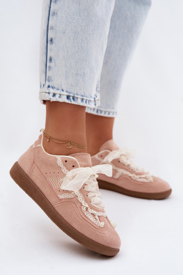 Roze dames sneakers met veters Ilrene