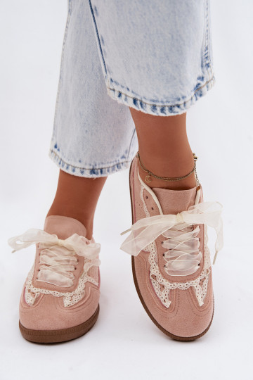 Sneakers model schoenen Dames met kant roze Ilrene 2