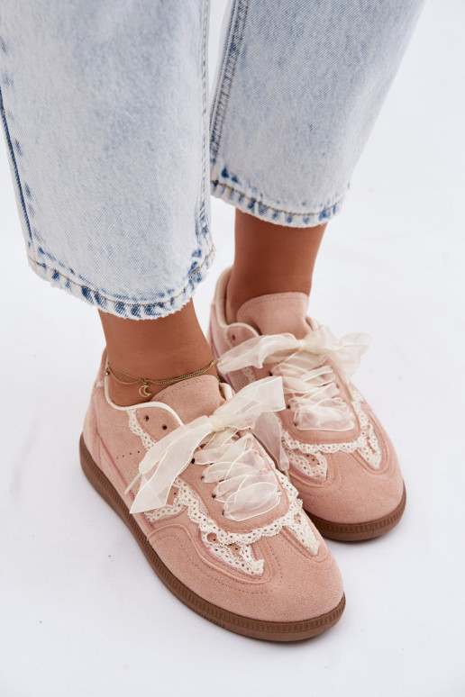 Roze dames sneakers met veters Ilrene