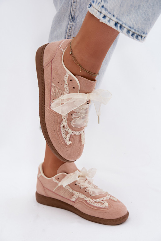 Roze dames sneakers met veters Ilrene