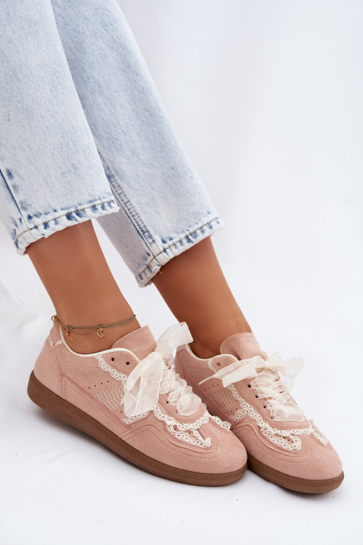 Sneakers model schoenen Dames met kant roze Ilrene