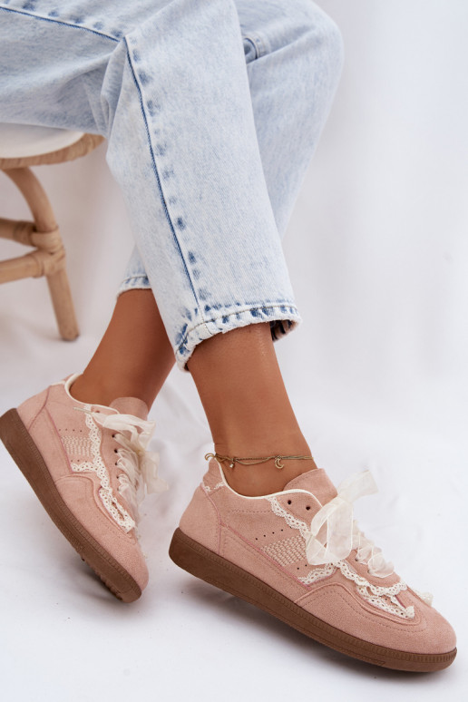 Sneakers model schoenen Dames met kant roze Ilrene