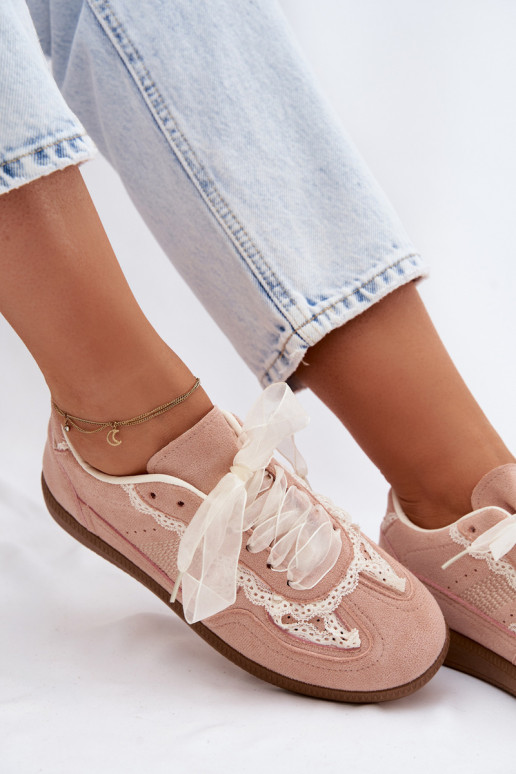 Roze dames sneakers met veters Ilrene