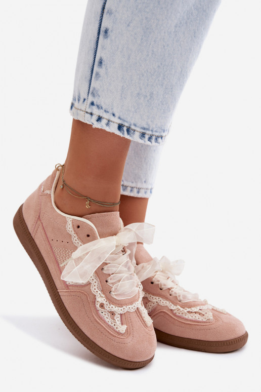 Sneakers model schoenen Dames met kant roze Ilrene