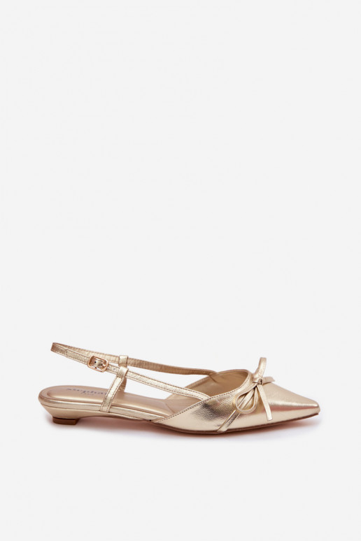 Gouden dames sandalen van faux leer op een lage hak Jelmera