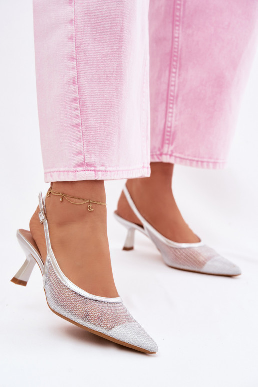 Gaas sandalen Op Smukłym Obcasie zilvere kleur Calora