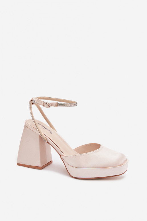 Gouden sandalen op chunky hakken met glinsterende studs Seraphina