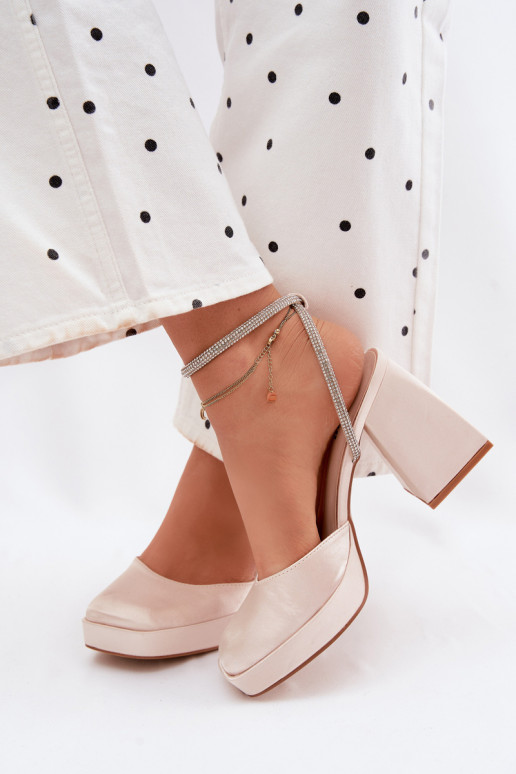 Dames sandalen Op enorme hakken Typu Słupek Pasek met sprankelende gaten gouden kleur Seraphina