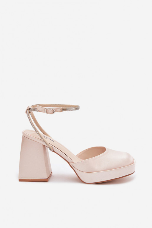 Dames sandalen Op enorme hakken Typu Słupek Pasek met sprankelende gaten gouden kleur Seraphina