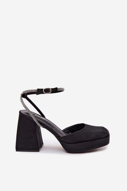 Zwarte sandalen op chunky hakken met glinsterende studs Seraphina