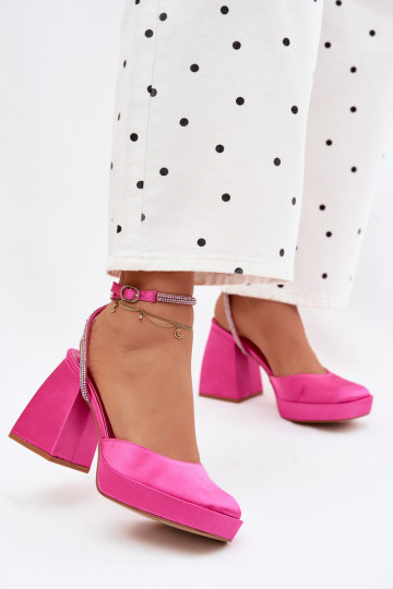 Dames sandalen Op enorme hakken Typu Słupek Pasek met sprankelende gaten roze Seraphina 2