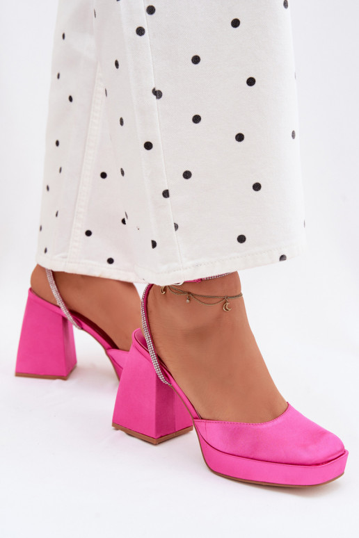 Dames sandalen Op enorme hakken Typu Słupek Pasek met sprankelende gaten roze Seraphina