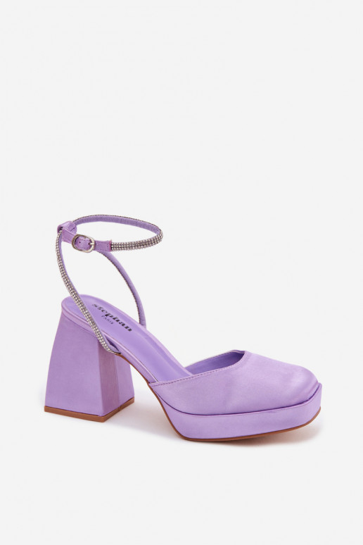 Paarse sandalen op chunky hakken met glinsterende studs Seraphina