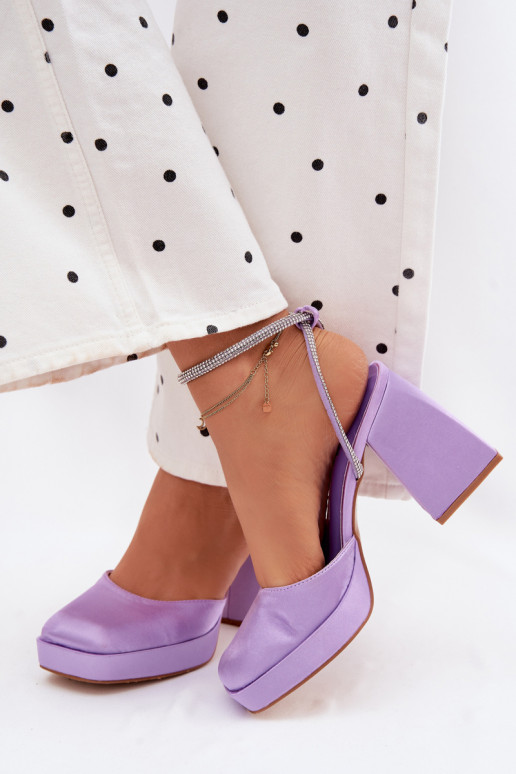 Paarse sandalen op chunky hakken met glinsterende studs Seraphina