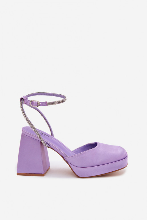 Paarse sandalen op chunky hakken met glinsterende studs Seraphina