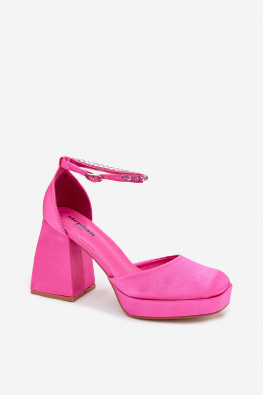 Roze sandalen met hak en satijnen afwerking Calistae