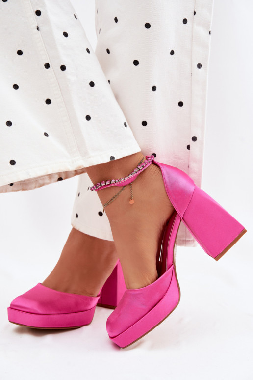 Roze sandalen met hak en satijnen afwerking Calistae