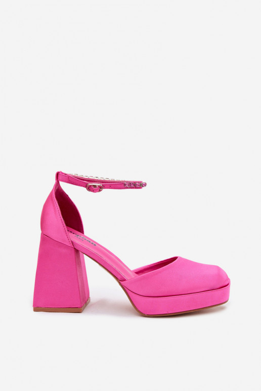 Roze sandalen met hak en satijnen afwerking Calistae