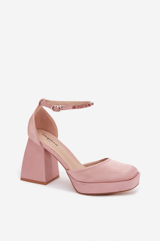 Champagne sandalen met hak en satijnen afwerking Calistae