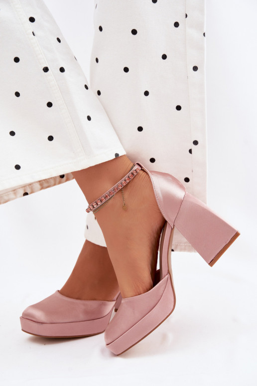 Champagne sandalen met hak en satijnen afwerking Calistae