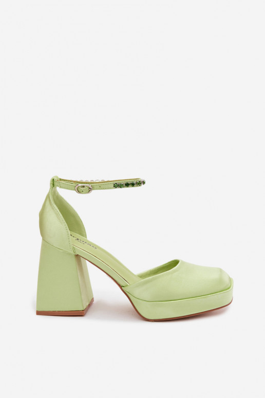 Groene sandalen met hak en satijnen afwerking Calistae