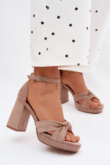 Damessandalen met hoge hakkenImitacji van suèdeu beige Rosetta 2