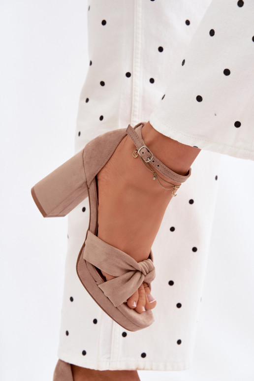 Damessandalen met hoge hakkenImitacji van suèdeu beige Rosetta