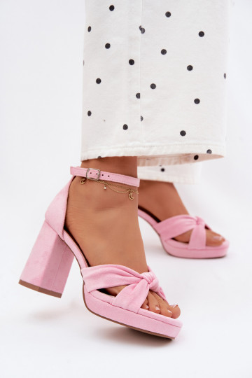 Roze hoge hak sandalen van faux suede Rosetta 2