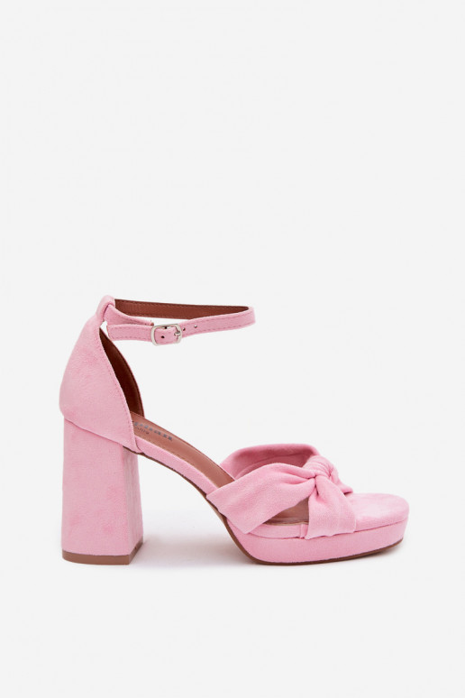 Roze hoge hak sandalen van faux suede Rosetta
