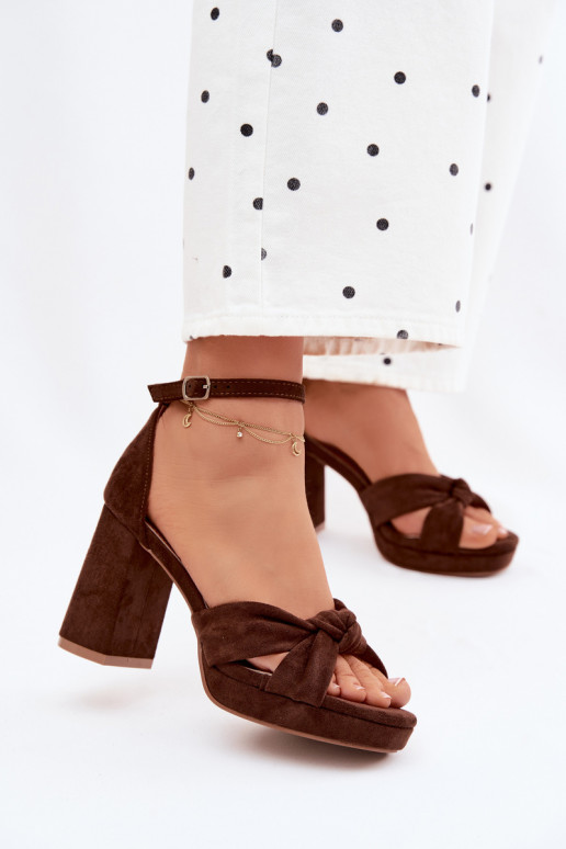 Damessandalen met hoge hakkenImitacji van suèdeu CzekoladoIne Rosetta