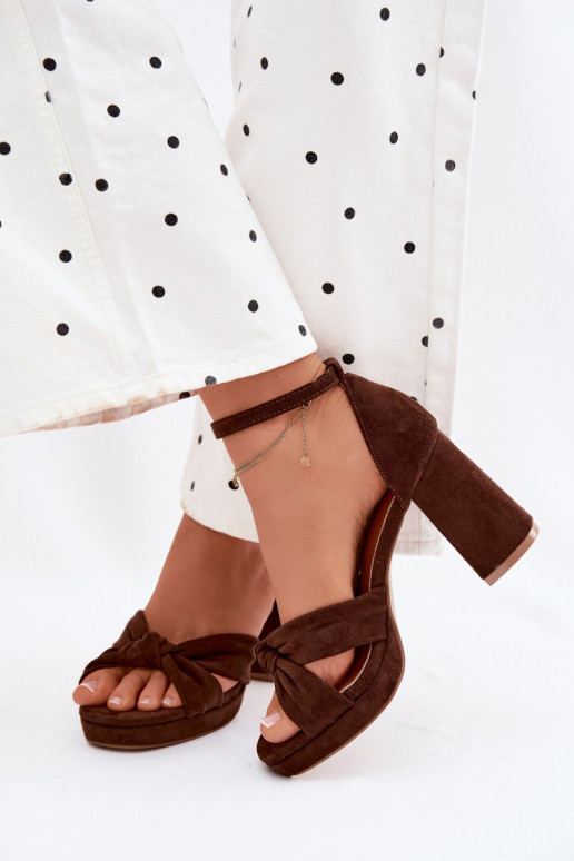 Damessandalen met hoge hakkenImitacji van suèdeu CzekoladoIne Rosetta