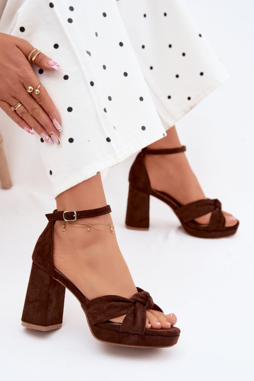 Damessandalen met hoge hakkenImitacji van suèdeu CzekoladoIne Rosetta