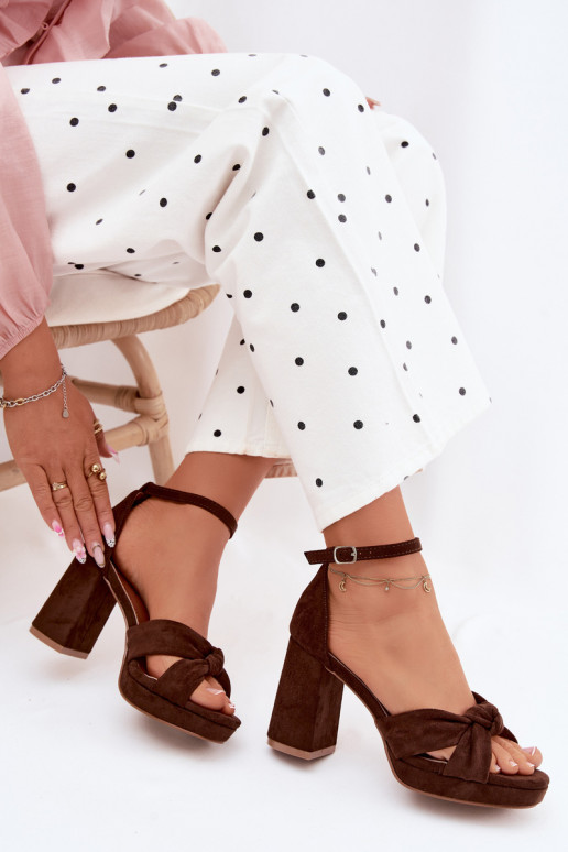 Damessandalen met hoge hakkenImitacji van suèdeu CzekoladoIne Rosetta