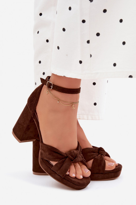 Damessandalen met hoge hakkenImitacji van suèdeu CzekoladoIne Rosetta
