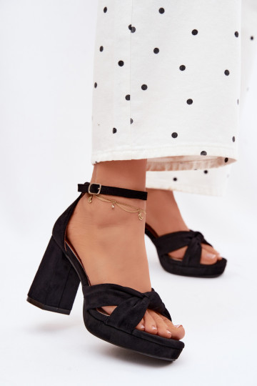 Zwarte hoge hak sandalen van faux suede Rosetta 2