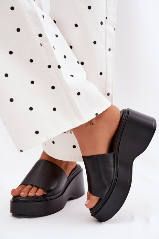 Dames zwarte platformslippers Virelia