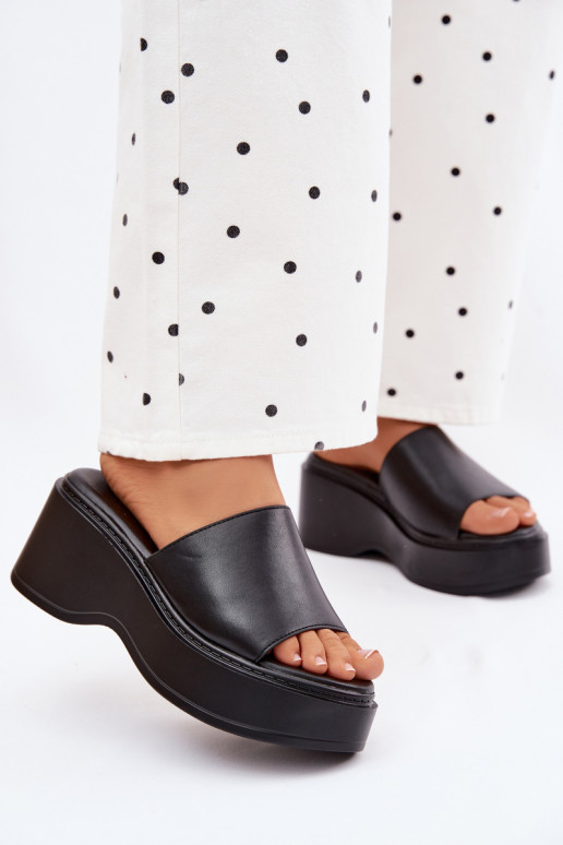 Dames zwarte platformslippers Virelia