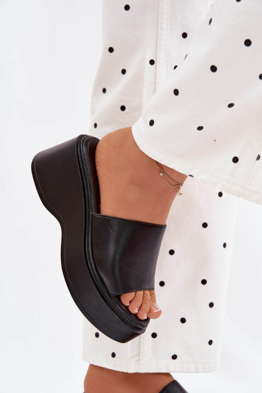Dames zwarte platformslippers Virelia