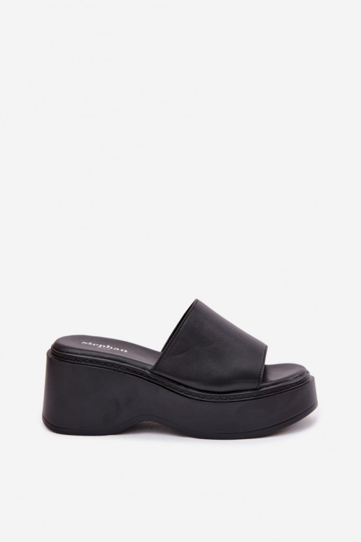 Dames zwarte platformslippers Virelia