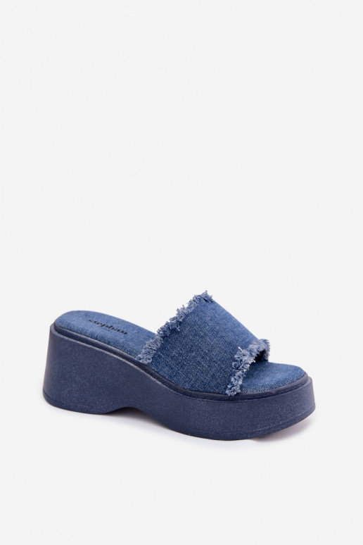 Damespantoffels met platform Denim-materialen Virelia