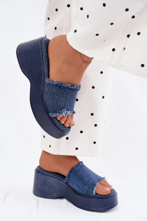 Damespantoffels met platform Denim-materialen Virelia