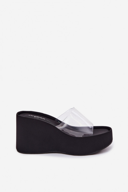 Dames zwarte platformslippers met doorzichtige banden Zolretia