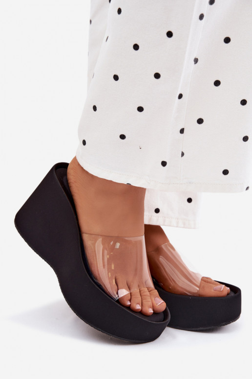 Dames zwarte platformslippers met doorzichtige banden Zolretia