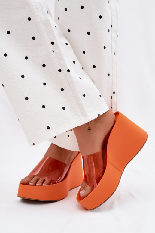 Dames oranje platformslippers met doorzichtige banden Zolretia