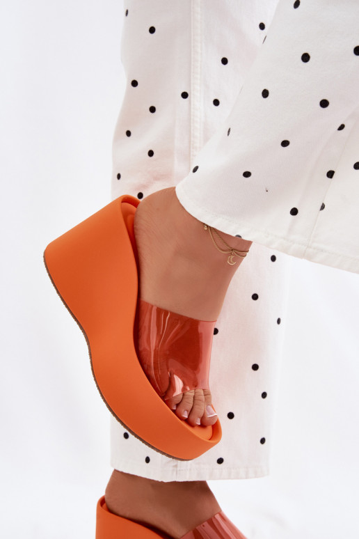 Damespantoffels met platformTransparentnym Strepenem oranje Zolretia