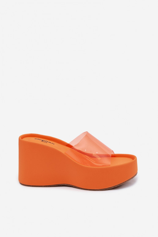 Dames oranje platformslippers met doorzichtige banden Zolretia