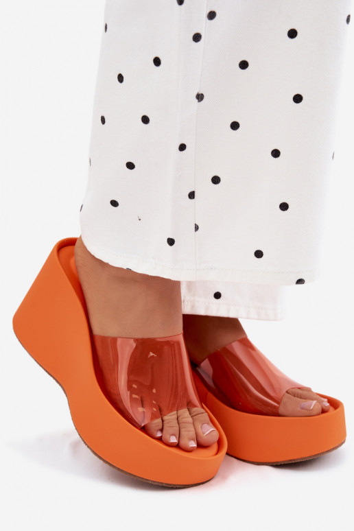 Dames oranje platformslippers met doorzichtige banden Zolretia