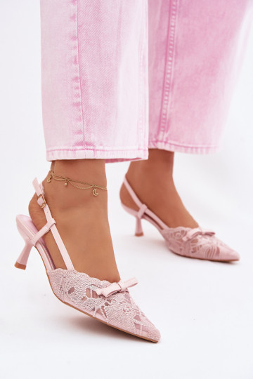 Sandalen met kant Dames Op obcasie met linten roze Het heeftribelle